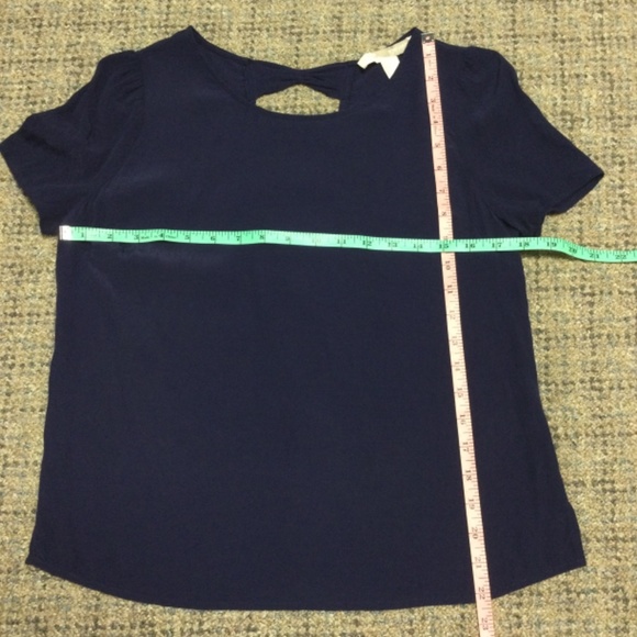 Forever 21 Navy Blue Short Sleeve Dress Top with Open Bow Back Design * Small - Picture 2 of 6